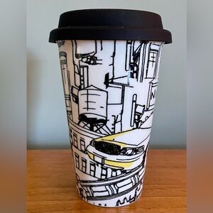 DKNY Lenox Ceramic Travel Mug with silicone lid